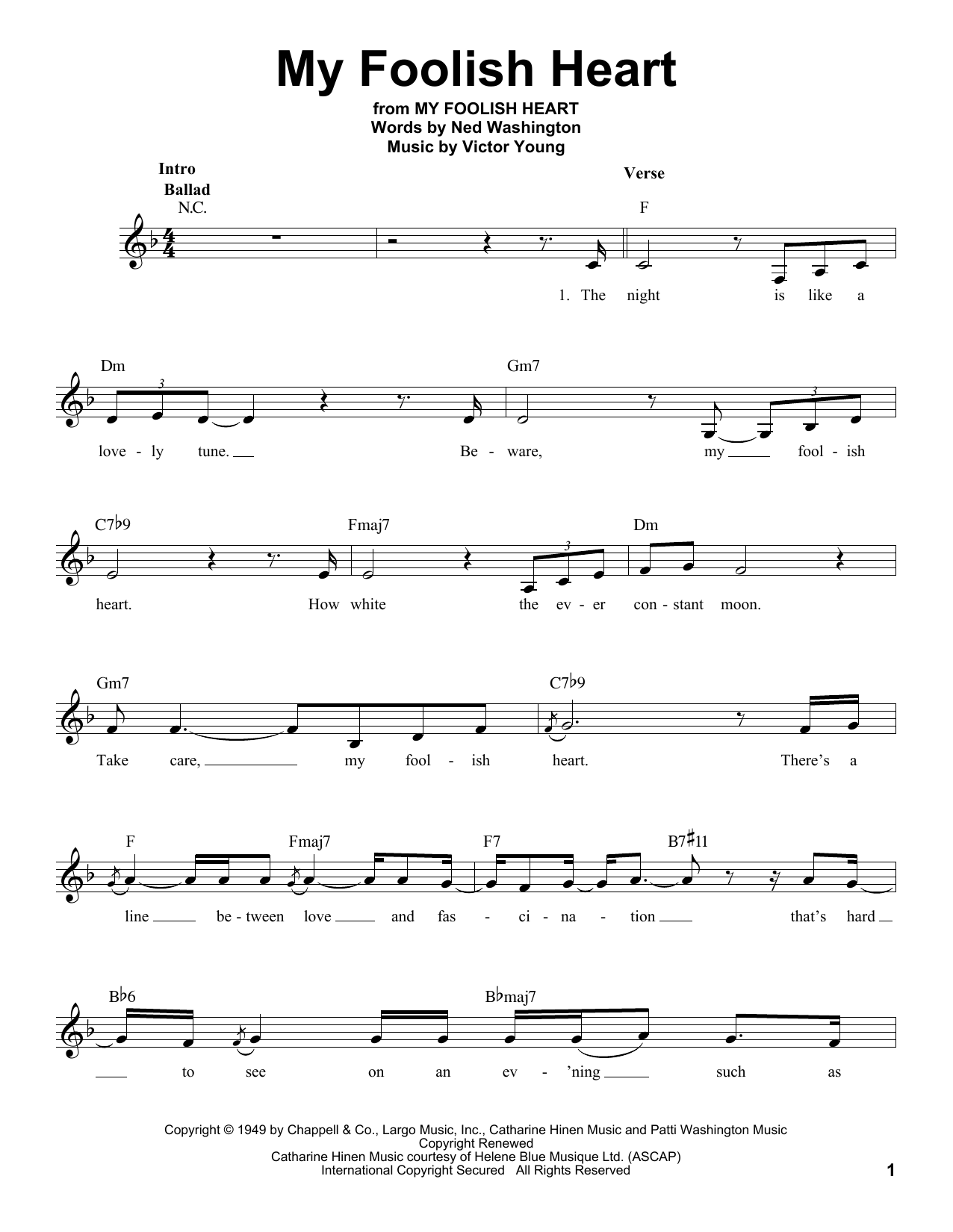 Product gallery: Page 1 of 1 My Foolish Heart, Ned Washington
