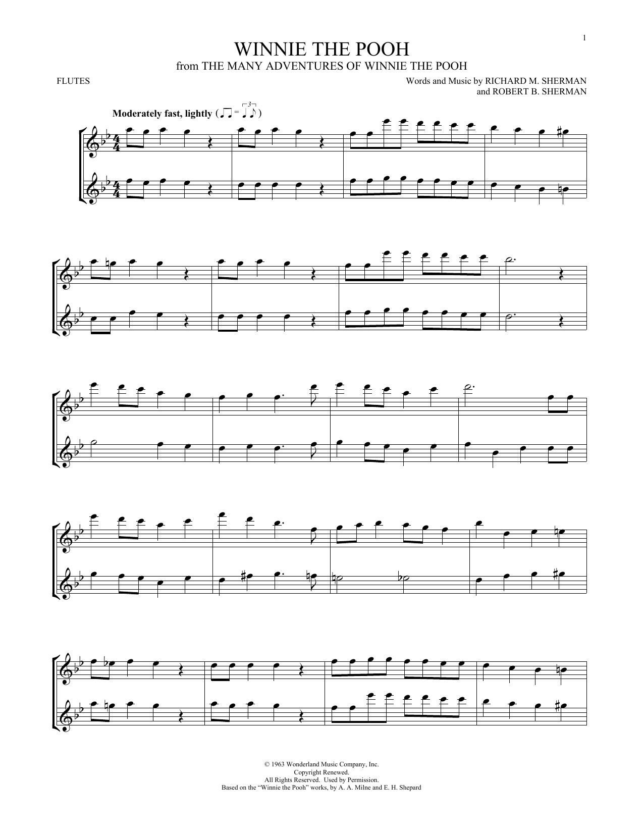 Product gallery: Page 1 of 1 Winnie The Pooh (from The Many Adventures Of Winnie The Pooh), Sherman Brothers