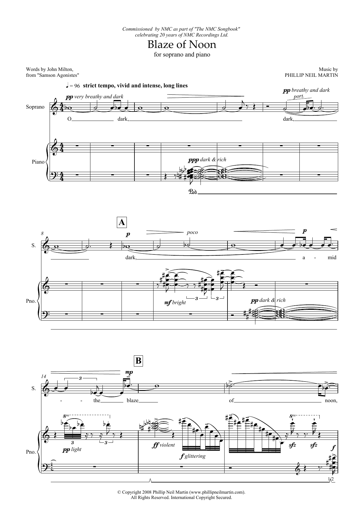 Product picture to: Blaze of Noon (for soprano and piano)