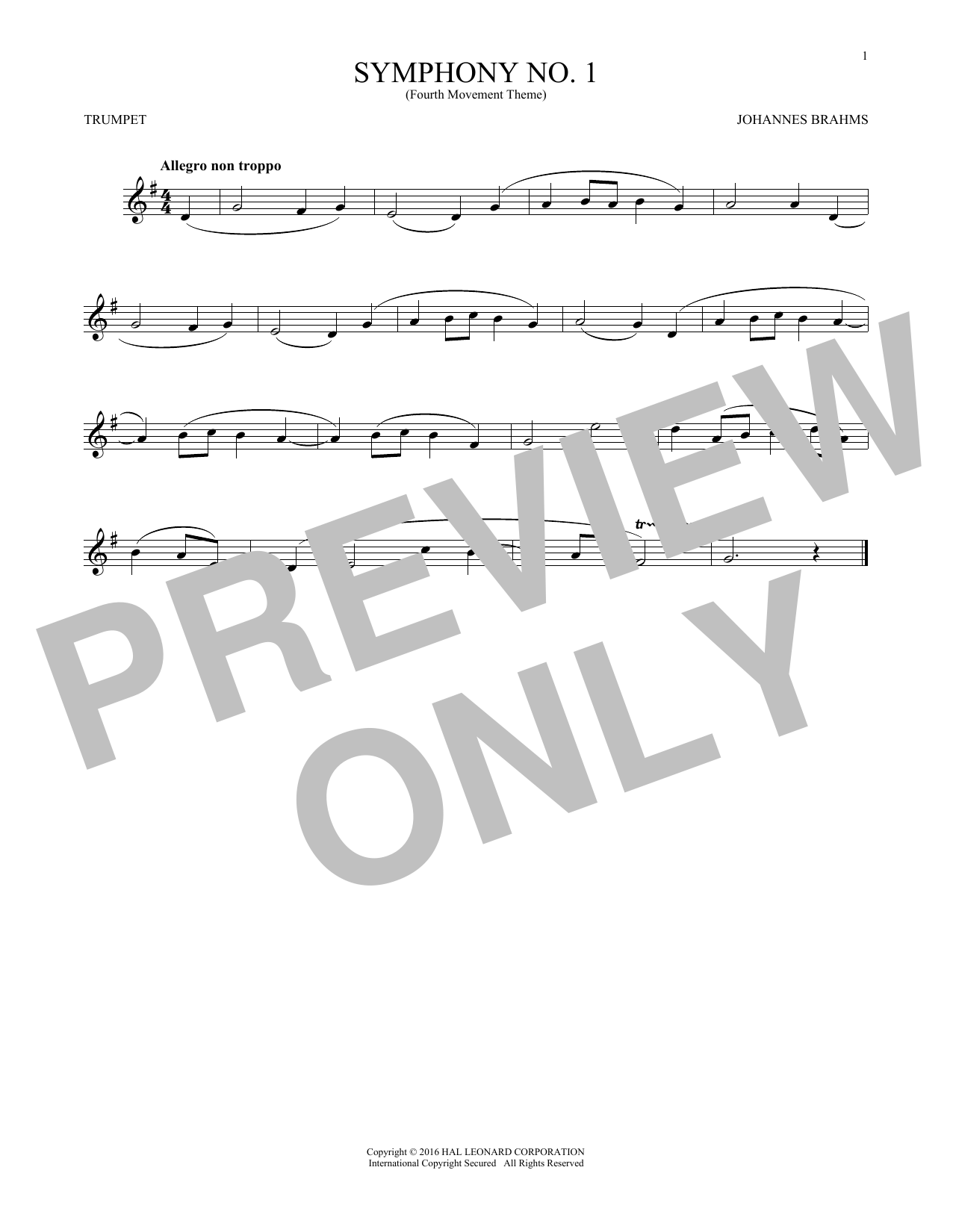 Produktgalerie: Seite 1 von 1 Symphony No. 1 In C Minor, Fourth Movement Excerpt, Johannes Brahms, Trompete