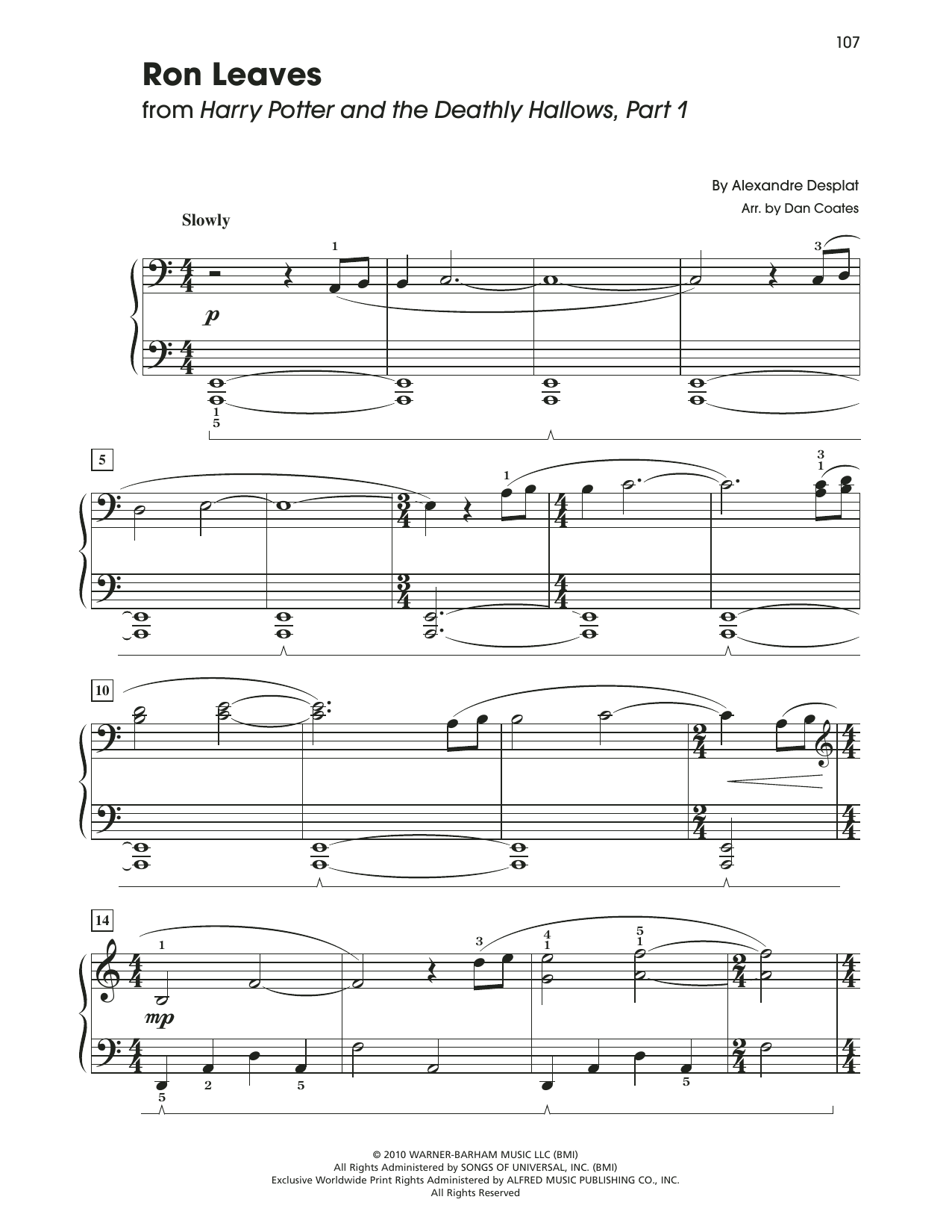 Produktbild zu: Ron Leaves (from Harry Potter And The Deathly Gallows, Pt. 1) (arr. Dan Coates)
