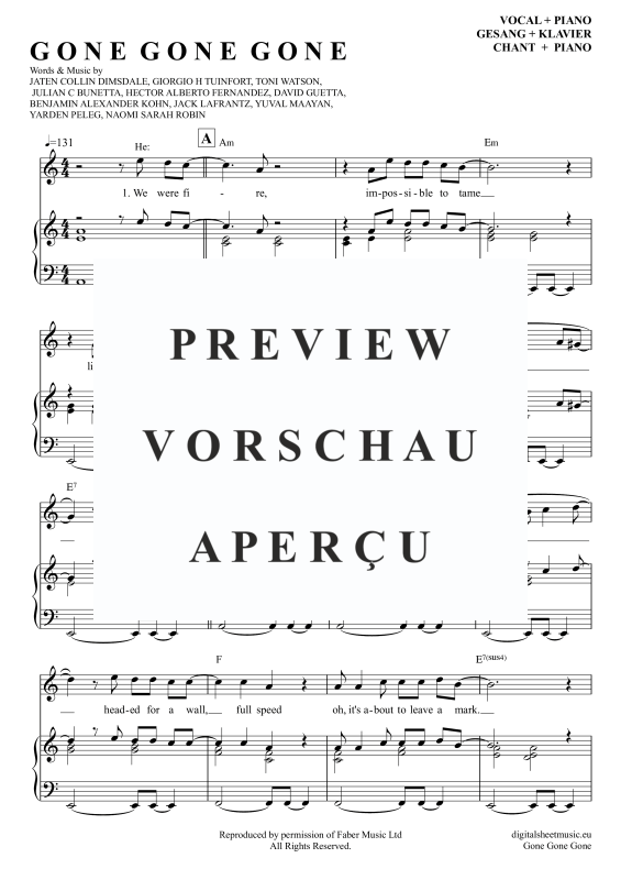 Produktgalerie: Seite 2 von 11 Gone Gone Gone, Guetta, David Swims, Teddy Tones And I, Klavier, Gesang & Akkorde