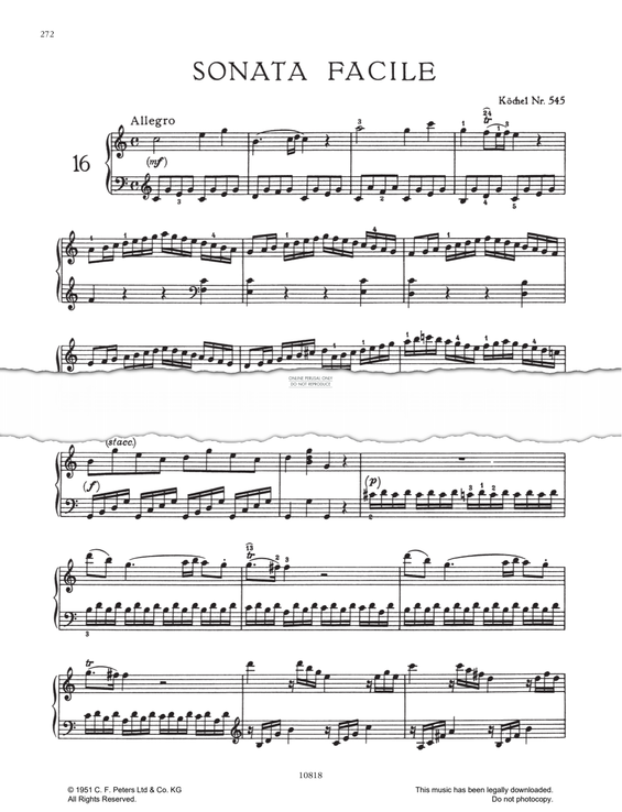 Produktgalerie: Seite 1 von 1 Piano Sonata No. 16 In C Major K545 (Facile), Wolfgang Amadeus Mozart, Klavier