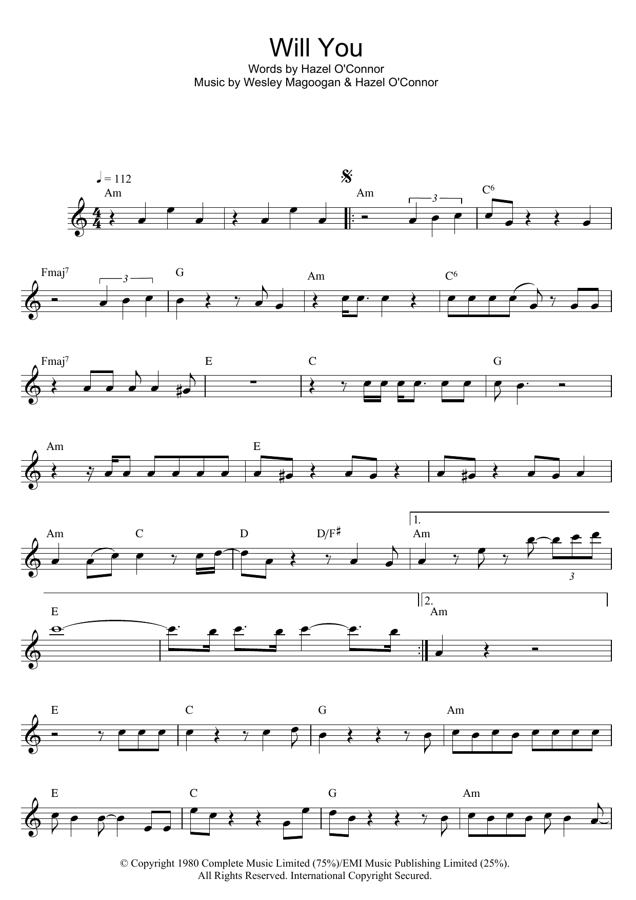 Product gallery: Page 1 of 1 Will You, Hazel O'Connor