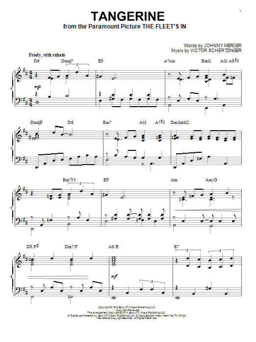 Product picture to: Tangerine [Jazz version] (arr. Brent Edstrom)