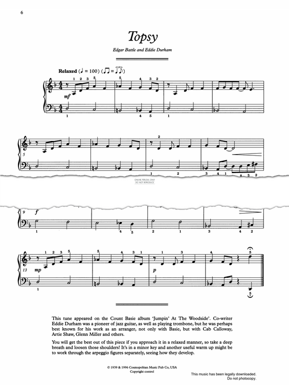 Produktgalerie: Seite 1 von 1 Topsy, Eddie Durham, Klavier