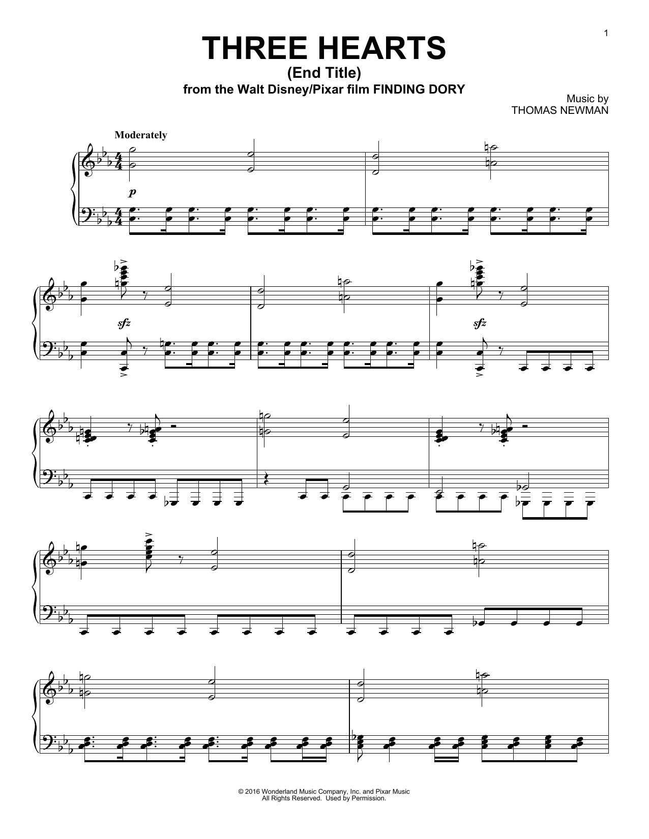 Product gallery: Page 1 of 1 Three Hearts (End Title) (from Finding Dory), Thomas Newman