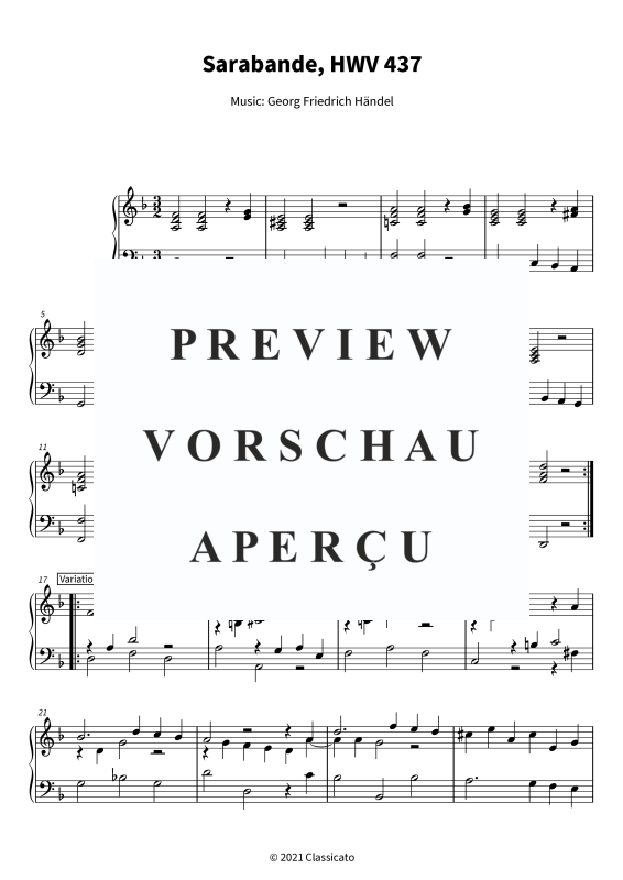 Produktgalerie: Seite 5 von 6 Sarabande - Suite Nr. 4 d-Moll HWV 437, , Klavier Solo