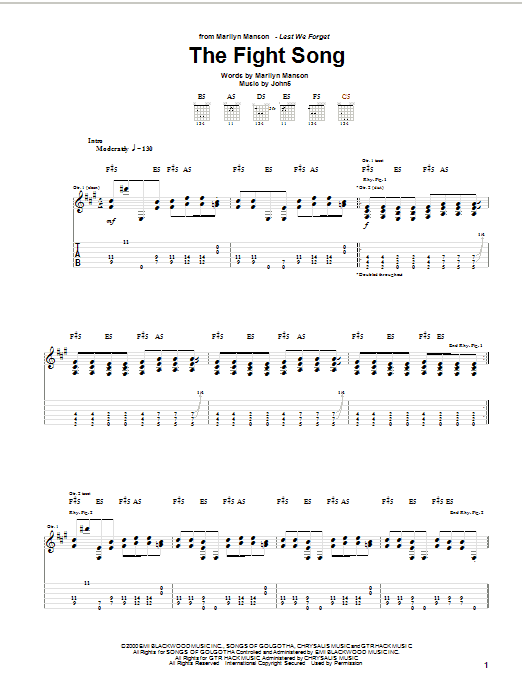 Produktgalerie: Seite 1 von 1 The Fight Song, Marilyn Manson, Gitarre