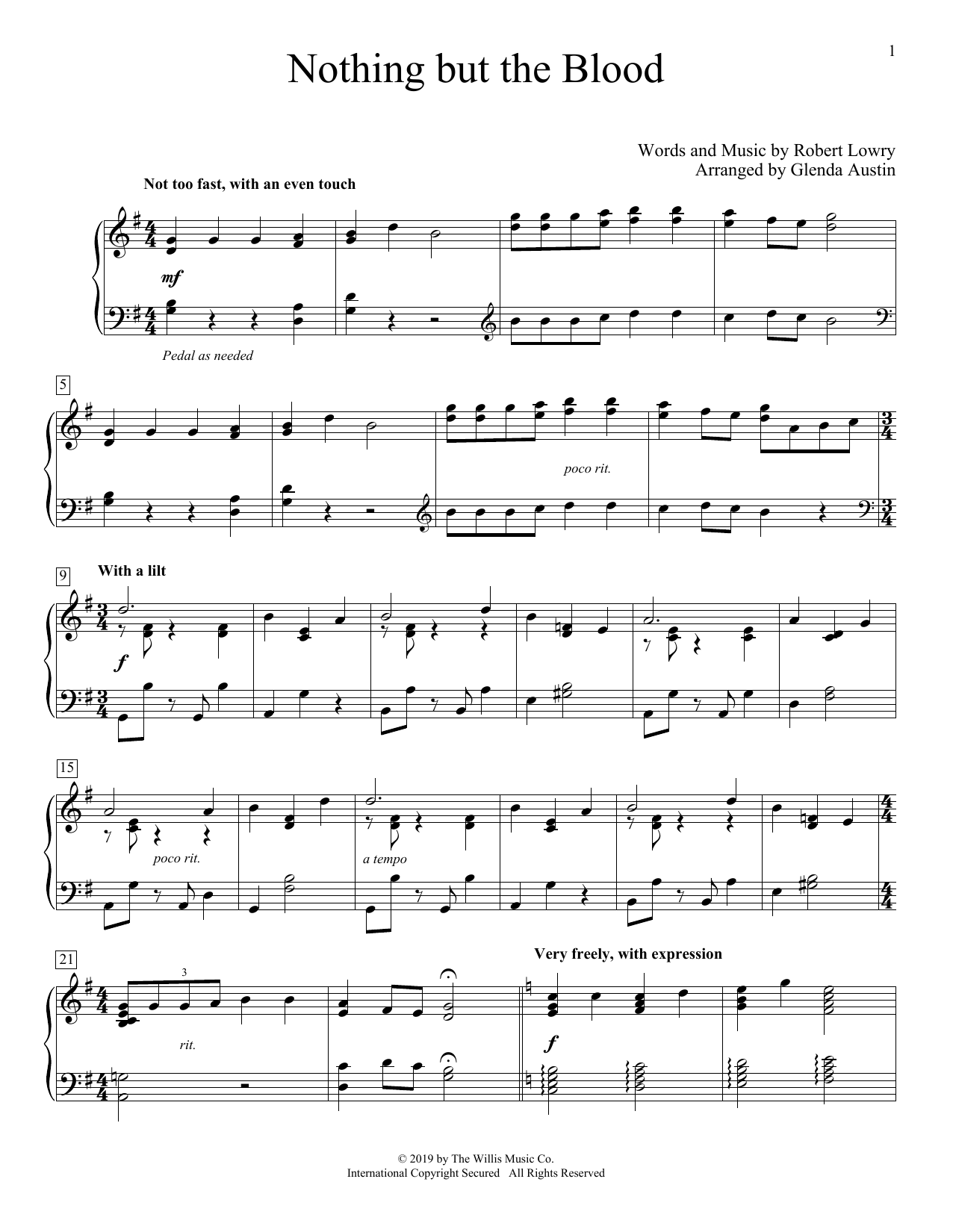 Produktbild zu: Nothing But The Blood (arr. Glenda Austin)