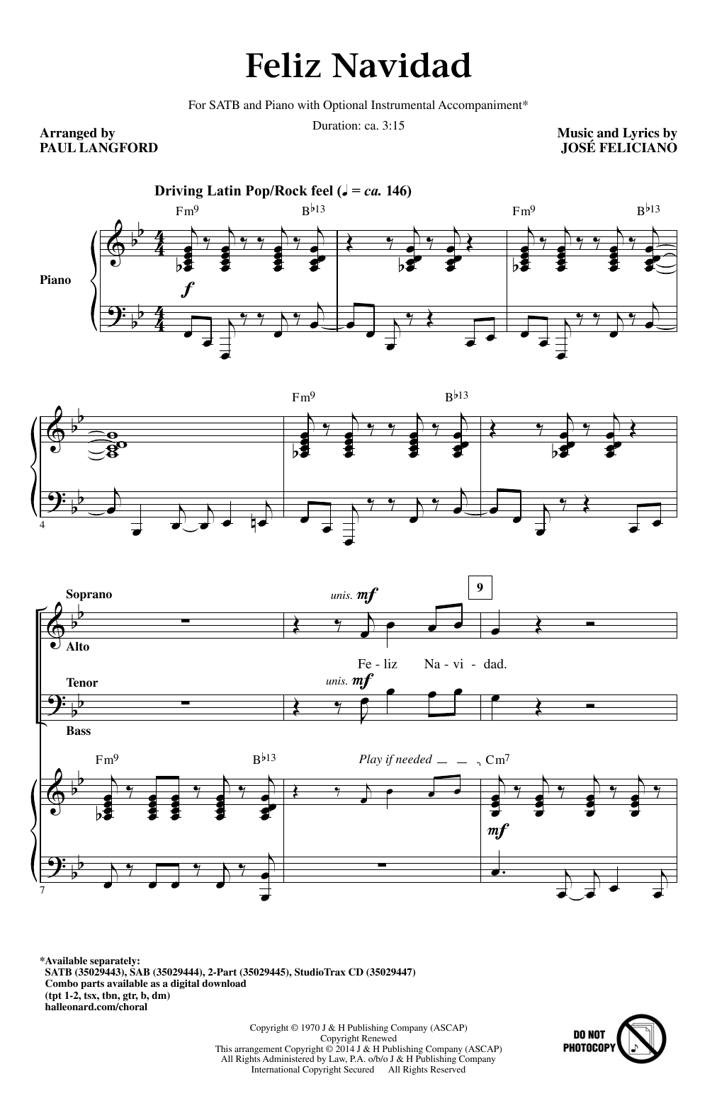Produktbild zu: Feliz Navidad (arr. Paul Langford)