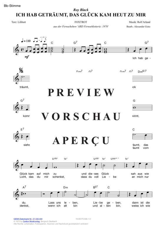 Produktgalerie: Seite 5 von 11 Ich hab geträumt, das Glück kam heut zu mir , Black, Roy, (Melodie-Stimmen in C/B/Es)