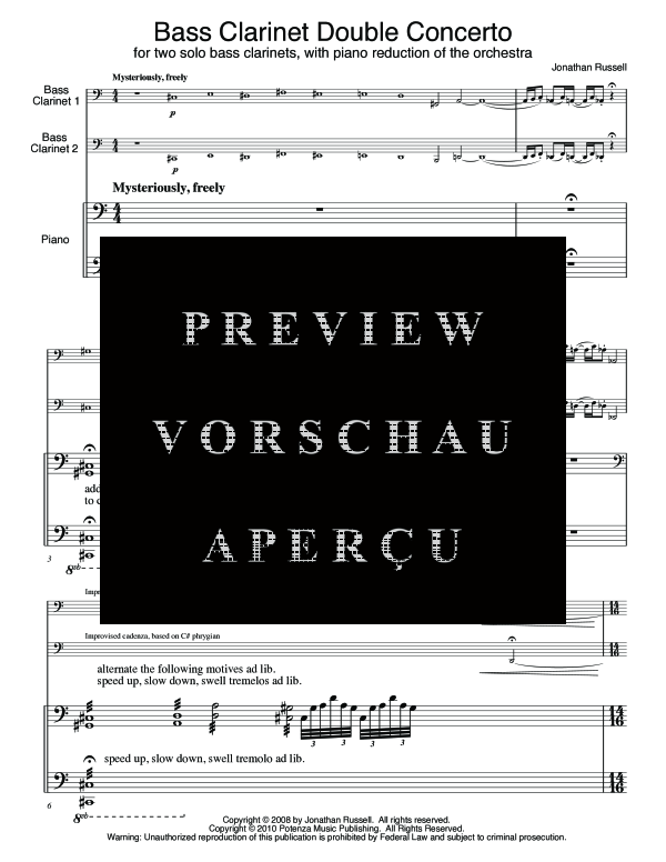 Produktgalerie: Seite 5 von 11 Bass Clarinet Double Concerto, , (Trio 2x Bass Klarinette und Klavier)