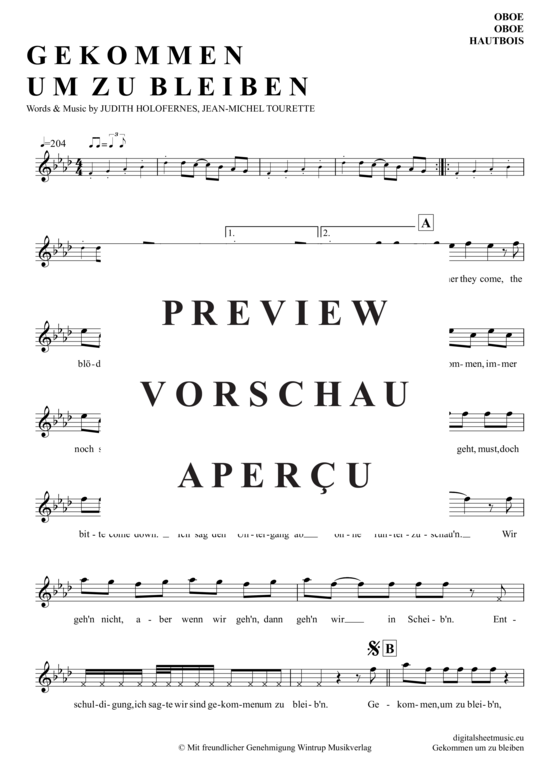 Produktgalerie: Seite 2 von 5 Gekommen Um Zu Bleiben , Helden, Wir Sind, (Oboe)