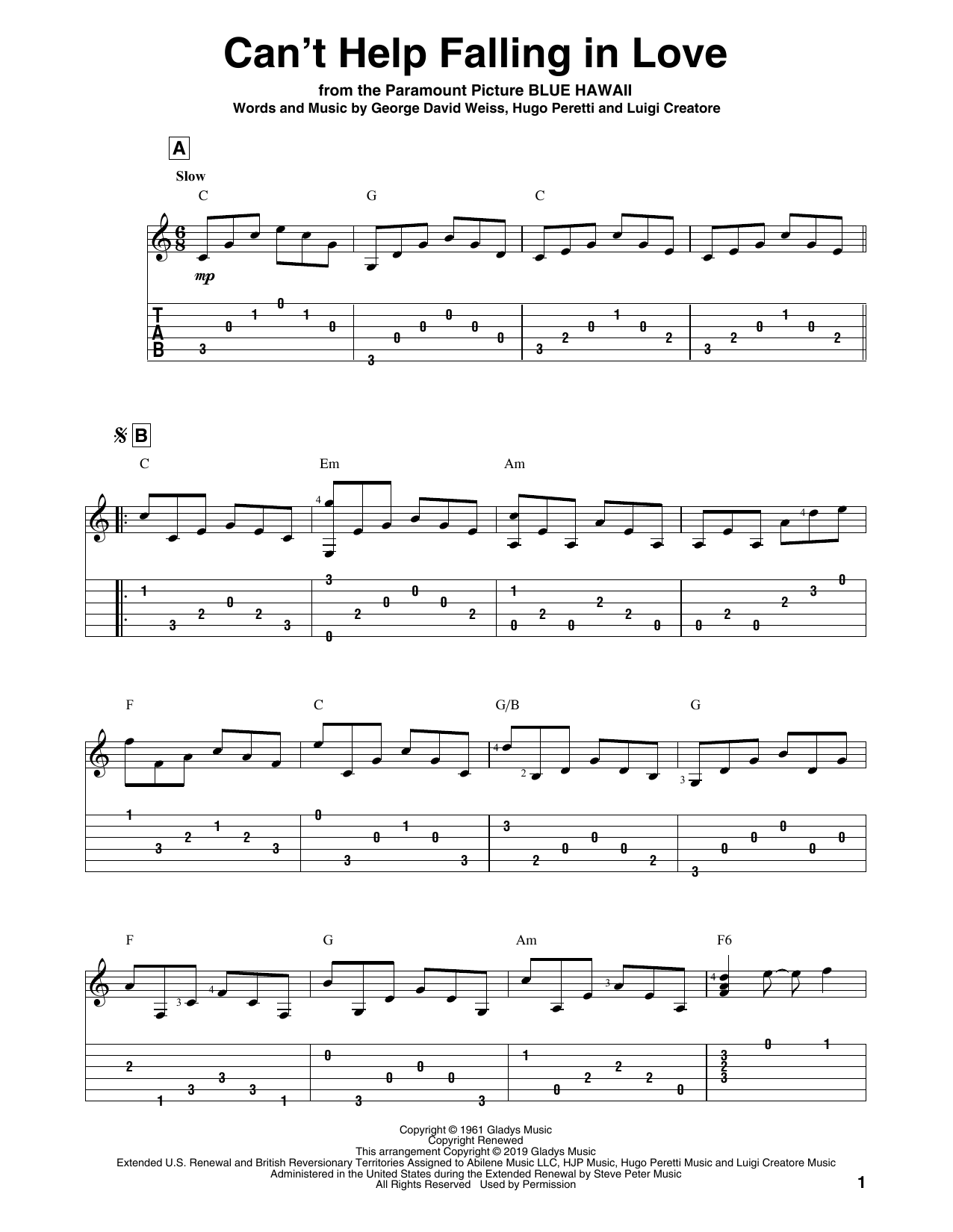 Produktgalerie: Seite 1 von 1 Can't Help Falling In Love, Elvis Presley, Gitarre