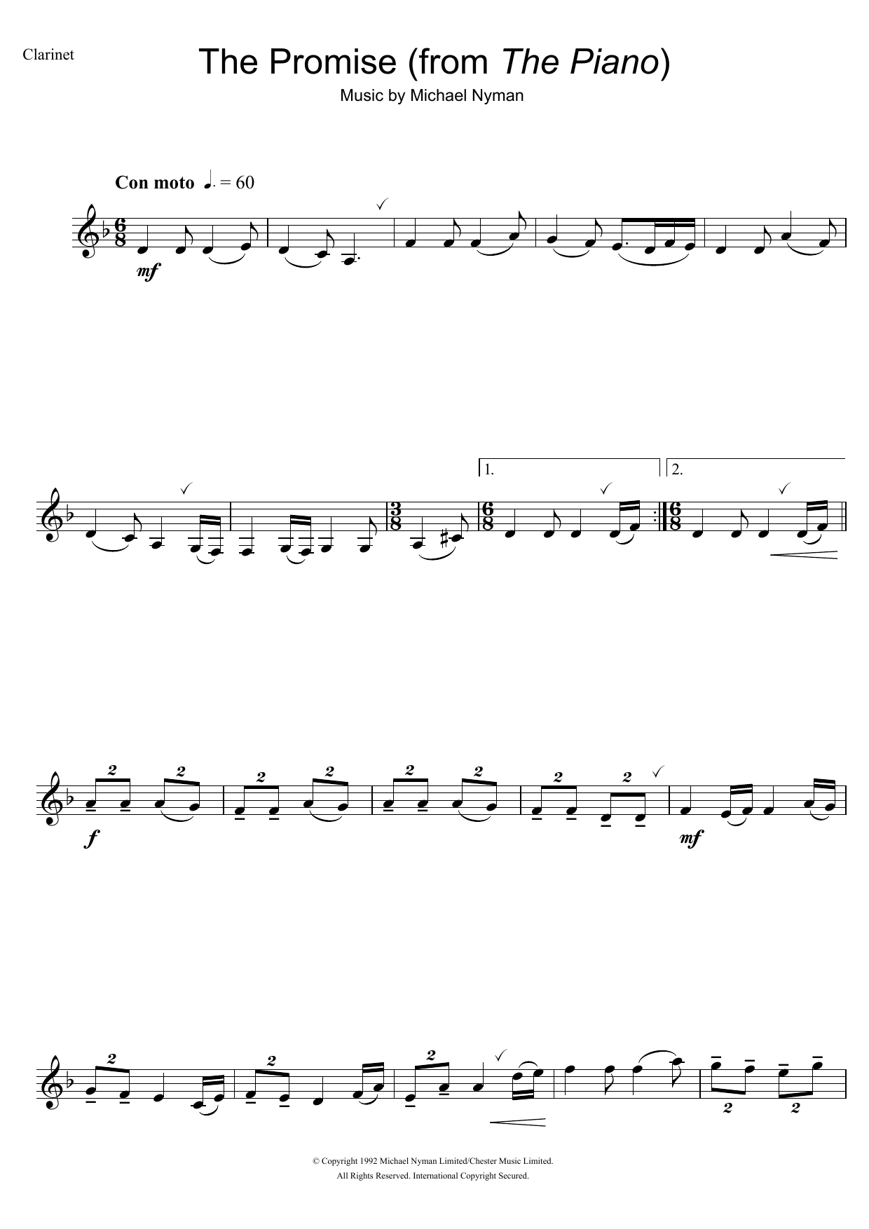 Product gallery: Page 1 of 1 The Promise (from The Piano), Michael Nyman