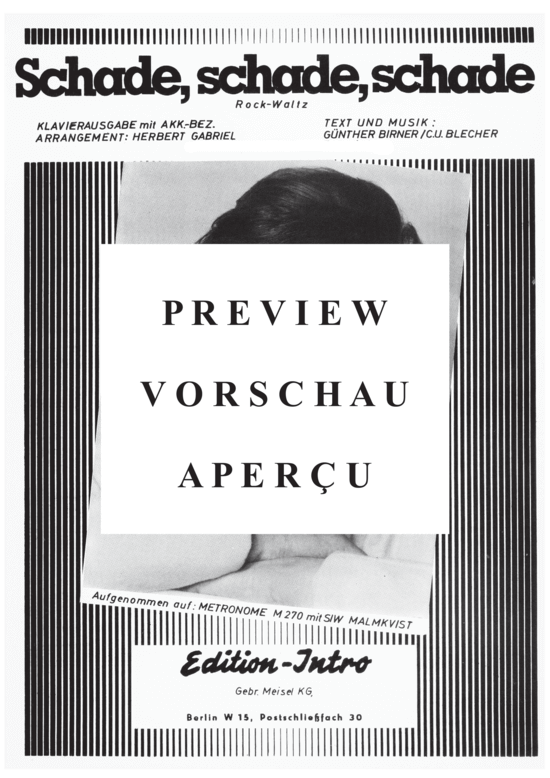 Produktgalerie: Seite 2 von 4 Schade, schade, schade, Malmkvist, 	Siw, Klavier und Gesang