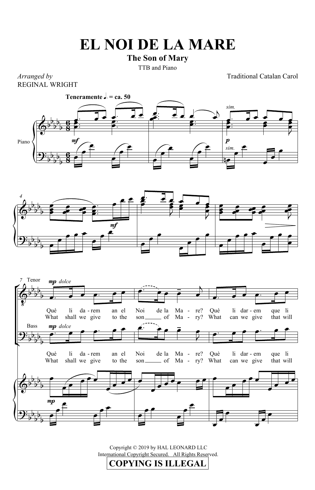 Produktbild zu: El Noi De La Mare (The Son of Mary) (arr. Reginal Wright)