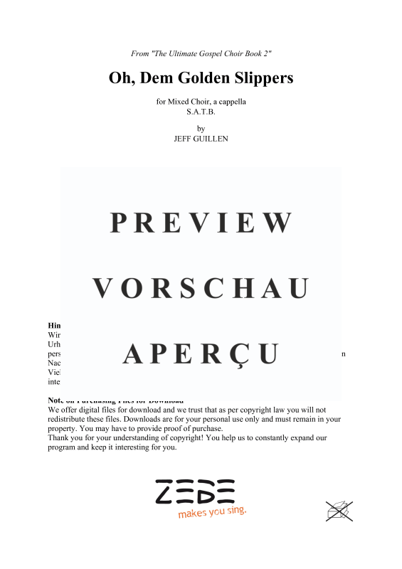 Produktgalerie: Seite 2 von 6 Oh, Dem Golden Slippers, , Gemischter Chor