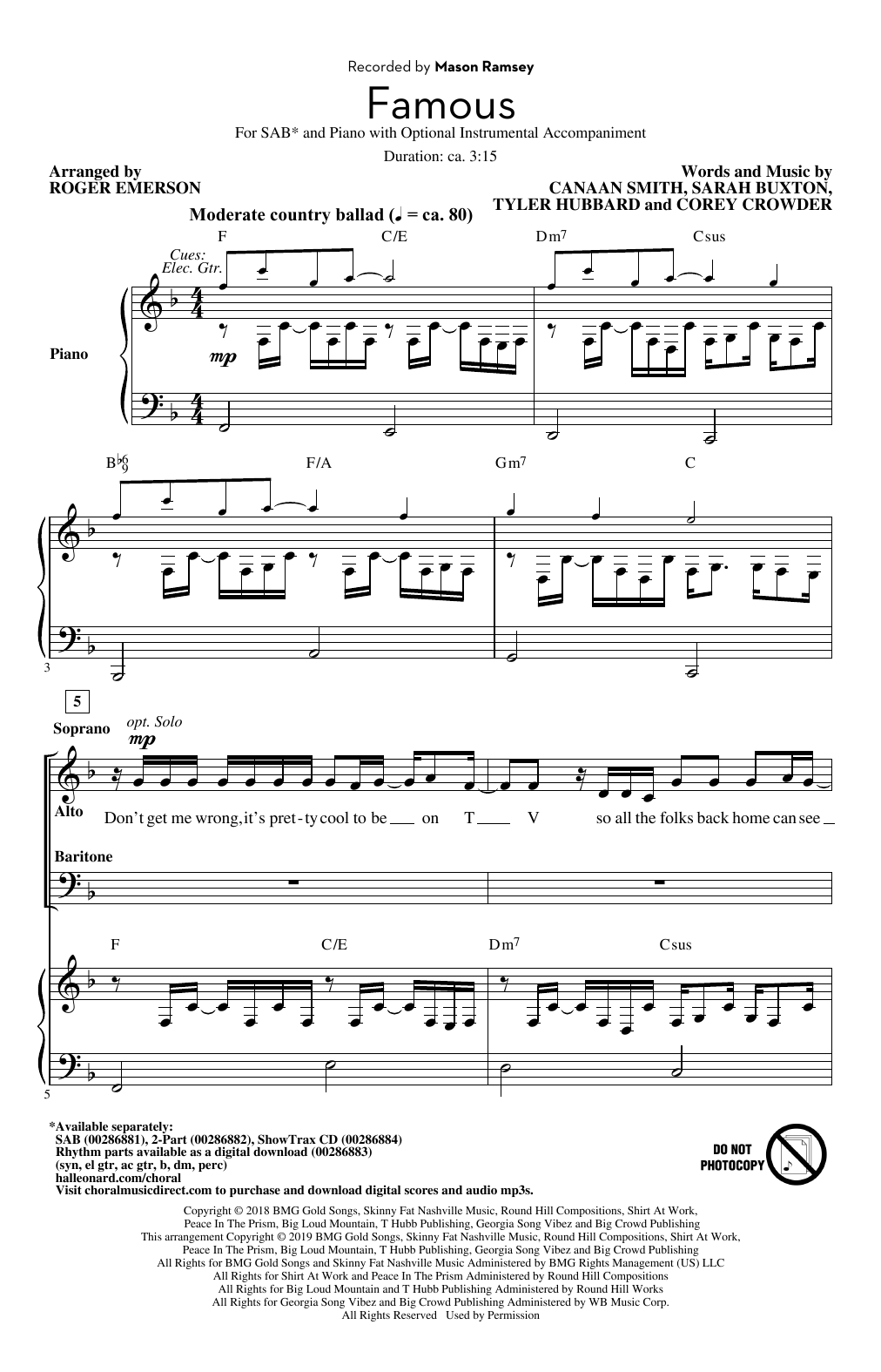 Product picture to: Famous (arr. Roger Emerson)
