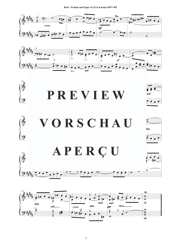 Product gallery: Page 8 of 8 Prelude and Fugue No. 23 in B major BWV 892, , Solo Piano