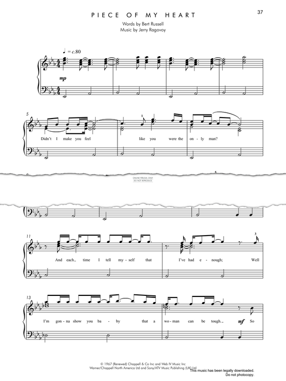 Produktgalerie: Seite 1 von 1 Piece Of My Heart, Jerry Ragovoy, Klavier