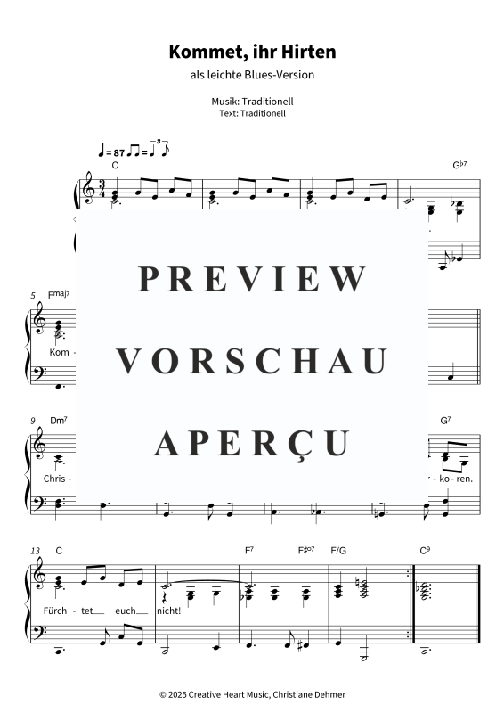 Produktgalerie: Seite 1 von 5 Kommet, ihr Hirten - als leichte Blues-Version, , Klavier Solo