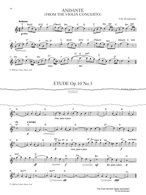 Produktgalerie: Seite 1 von 1 Andante (from Violin Concerto), Felix Mendelssohn, Violine