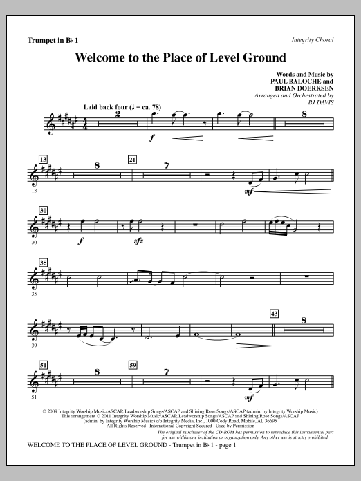 Produktgalerie: Seite 1 von 1 Welcome To The Place Of Level Ground - Trumpet 1, BJ Davis, Chor