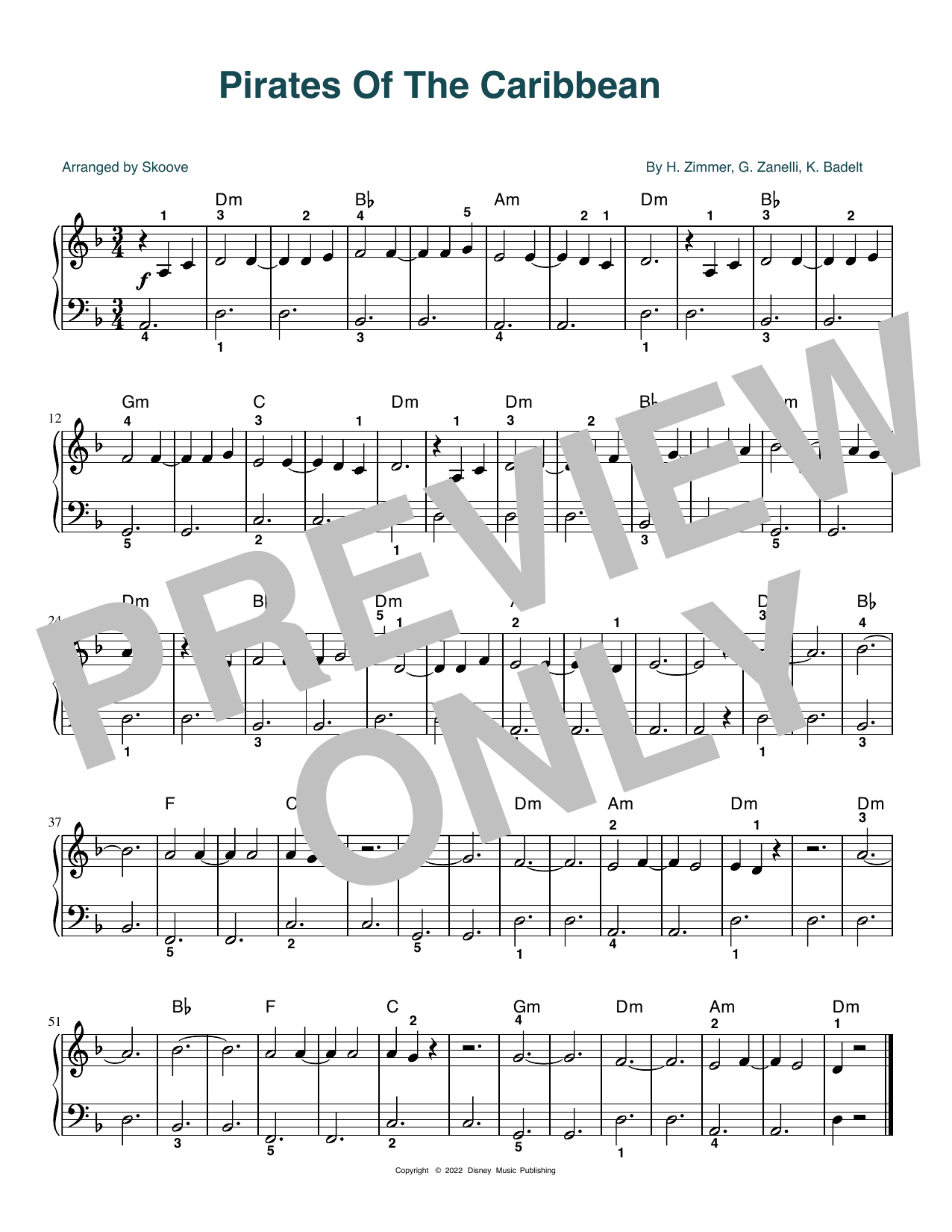 Produktbild zu: Pirates Of The Caribbean (arr. Skoove)