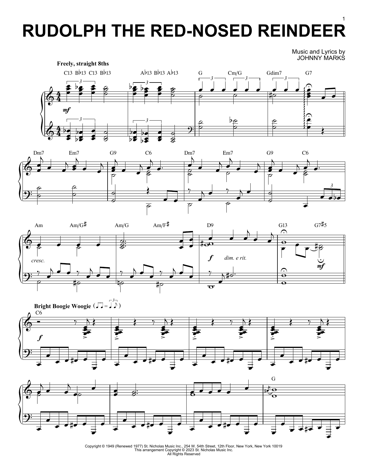 Product picture to: Rudolph The Red-Nosed Reindeer [Boogie Woogie version] (arr. Brent Edstrom)