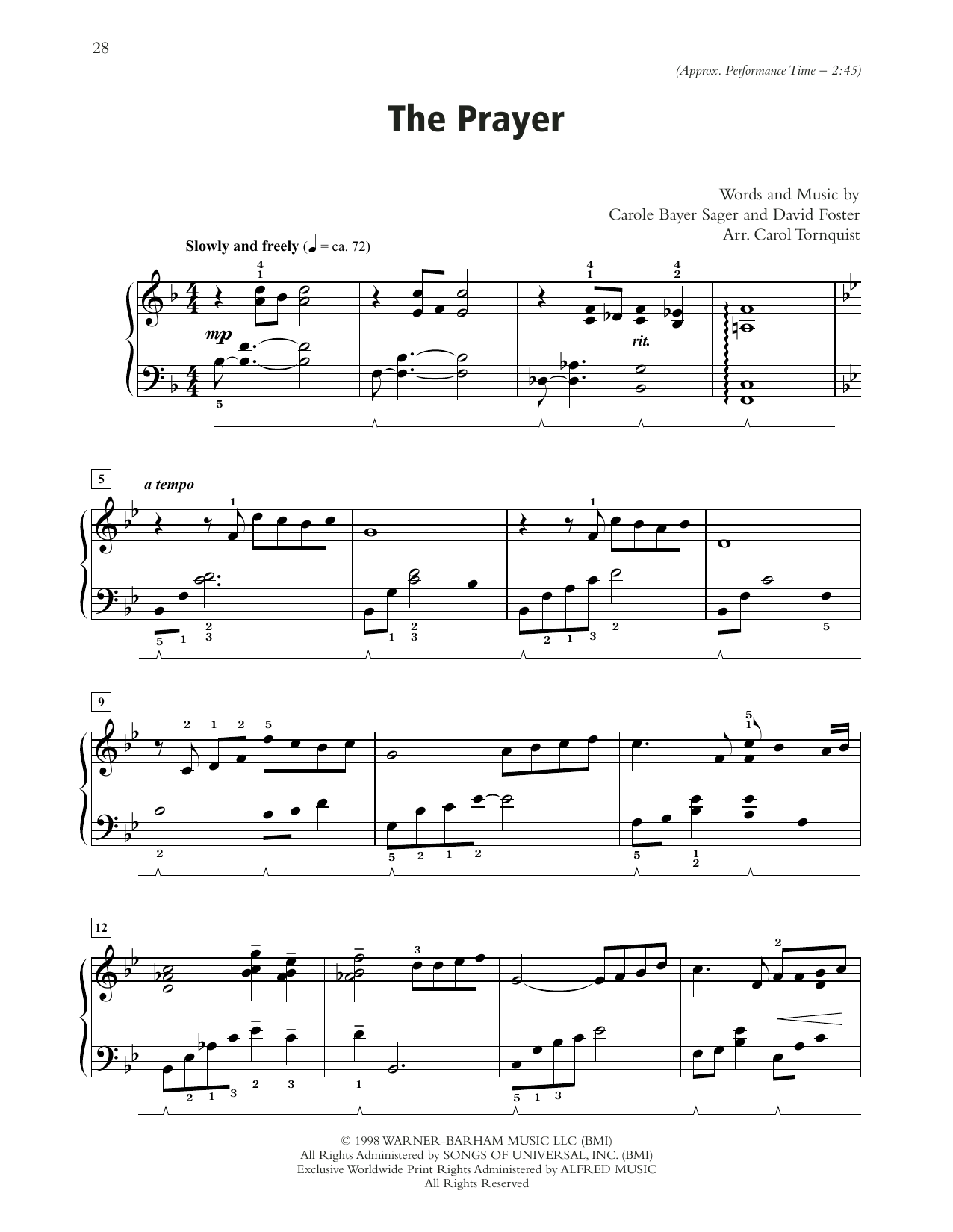 Produktgalerie: Seite 1 von 1 The Prayer (arr. Carol Tornquist), Celine Dion & Andrea Bocelli, Klavier