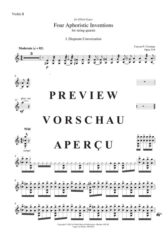 Produktgalerie: Seite 17 von 21 Four Aphoristic Inventions , , (Streicherquartett)