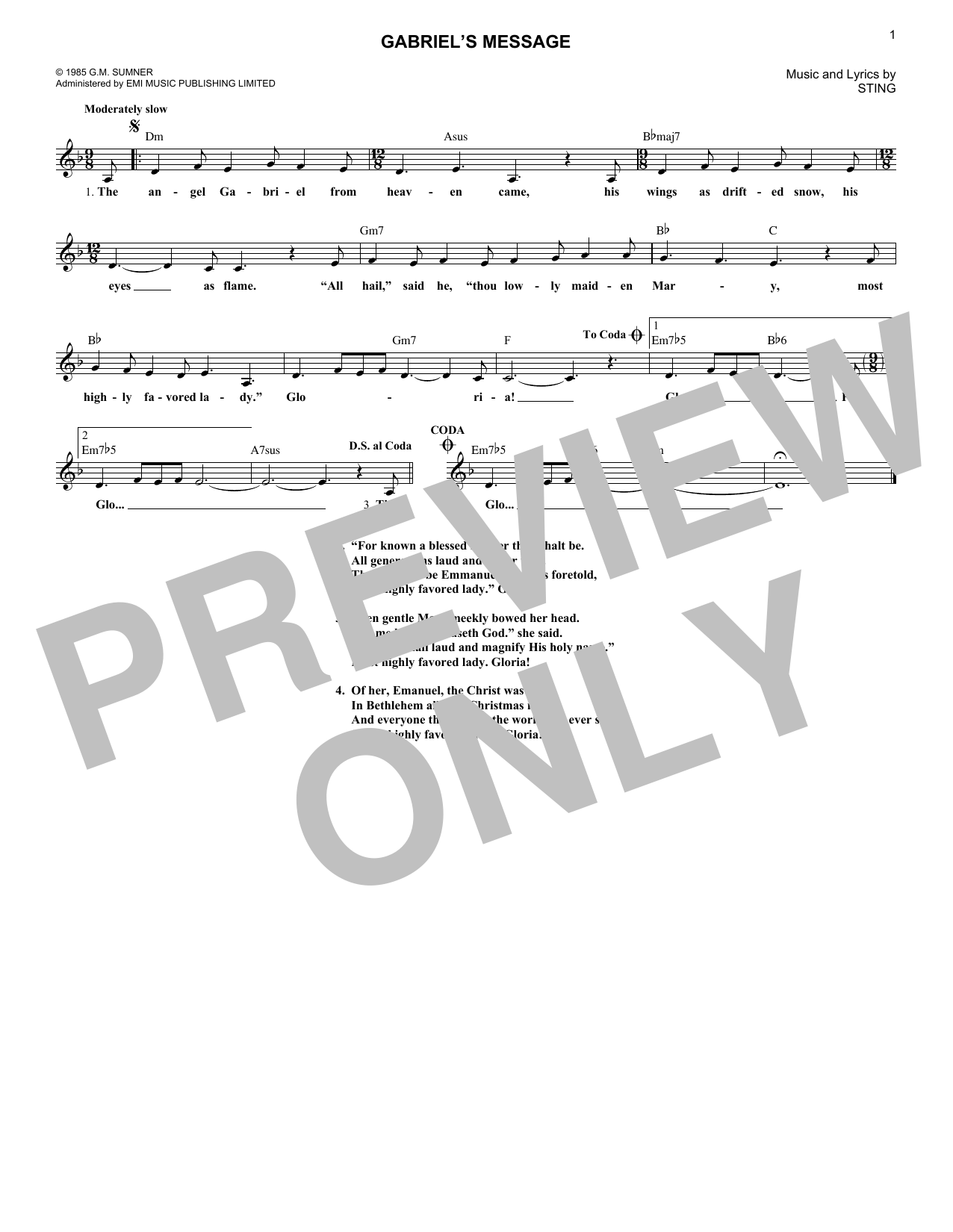 Product gallery: Page 1 of 1 Gabriel's Message, Sting