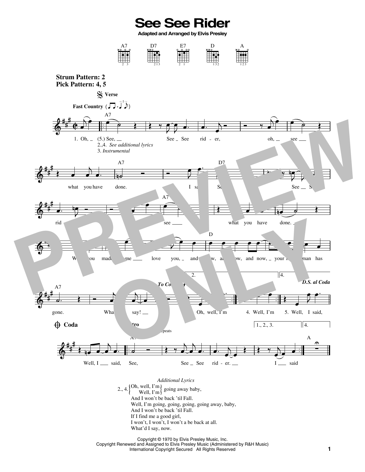 Produktgalerie: Seite 1 von 1 C.C. Rider, Elvis Presley, Gitarre