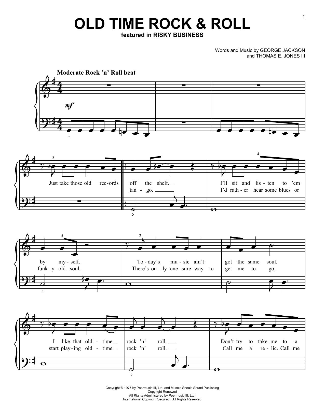 Produktgalerie: Seite 1 von 1 Old Time Rock & Roll (from Risky Business), Bob Seger, Klavier