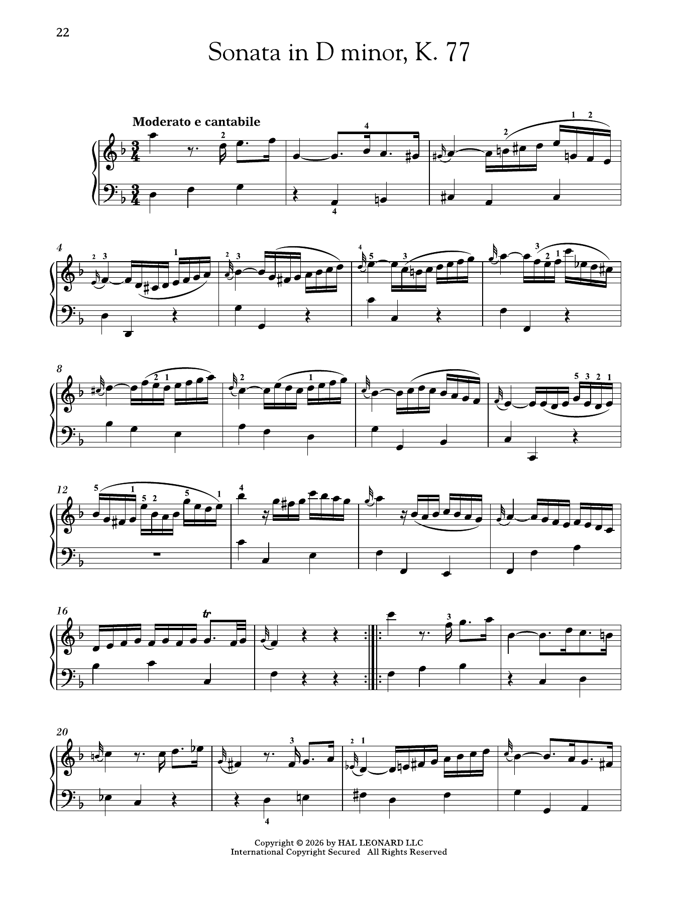 Produktgalerie: Seite 1 von 1 Sonata In D Minor, K. 77, Domenico Scarlatti, Klavier