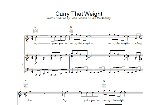 Produktgalerie: Seite 1 von 1 Carry That Weight, The Beatles, Gesang, Gitarre, Klavier