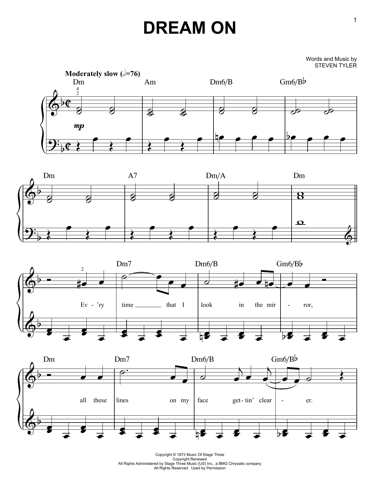Produktgalerie: Seite 1 von 1 Dream On, Aerosmith, Klavier