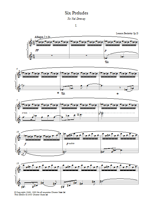 Product gallery: Page 1 of 1 Prelude No. 1 (from Six Preludes), Lennox Berkeley