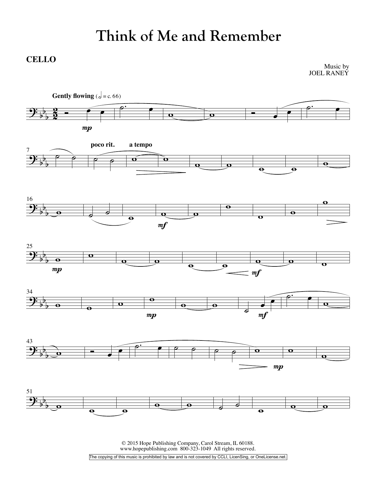 Product picture to: Think Of Me And Remember - Cello