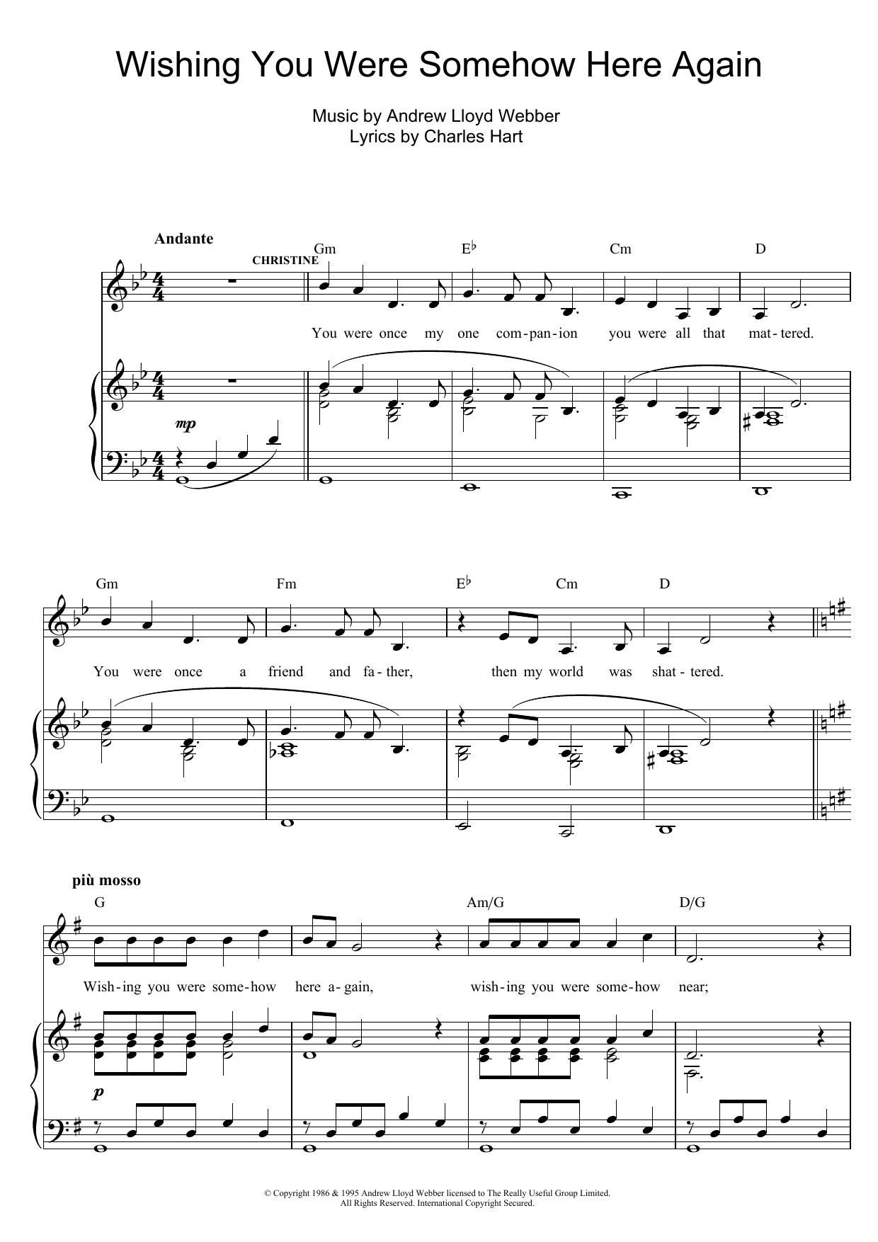 Product picture to: Wishing You Were Somehow Here Again (from The Phantom Of The Opera)