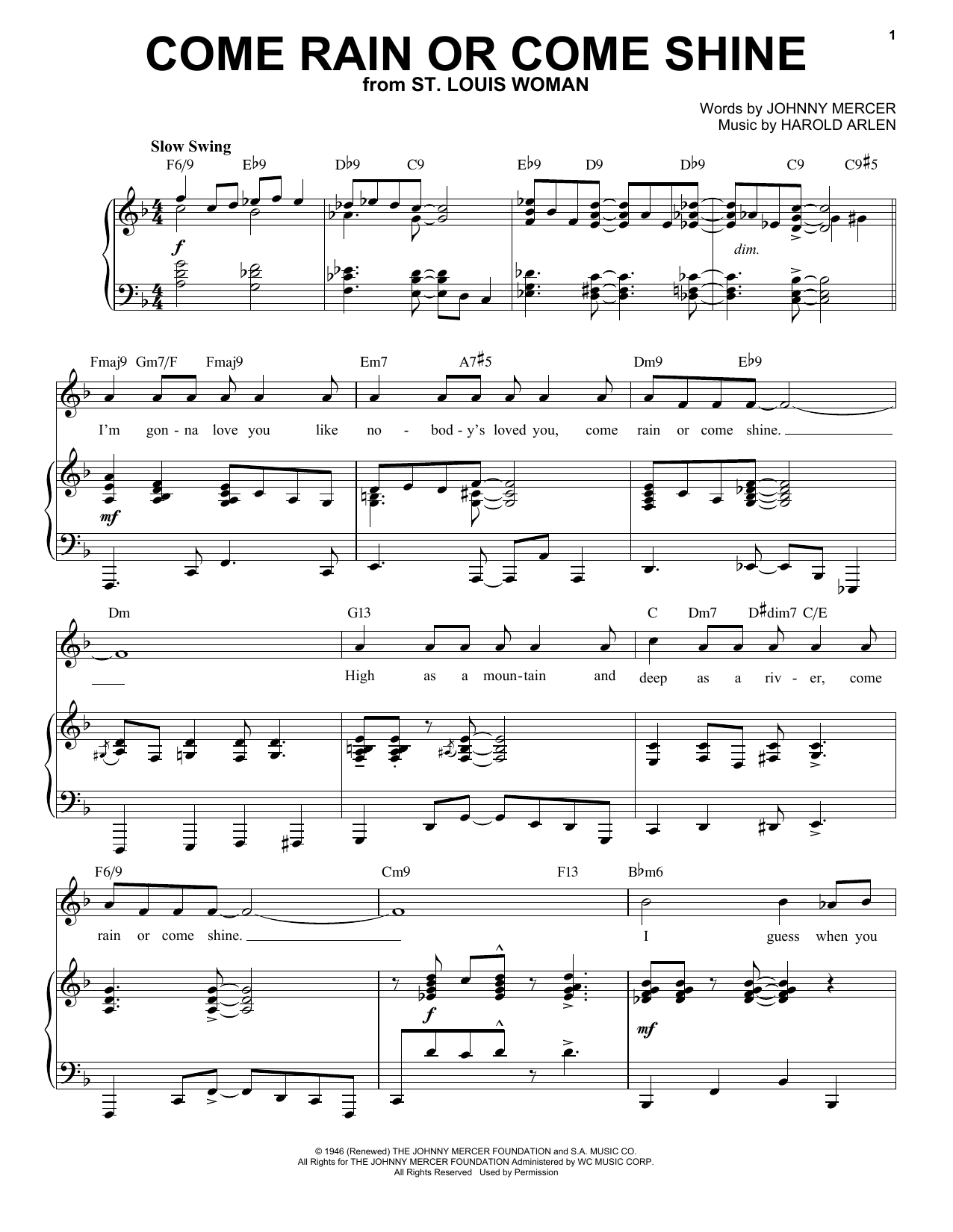 Produktbild zu: Come Rain Or Come Shine [Jazz version] (from St. Louis Woman) (arr. Brent Edstrom)