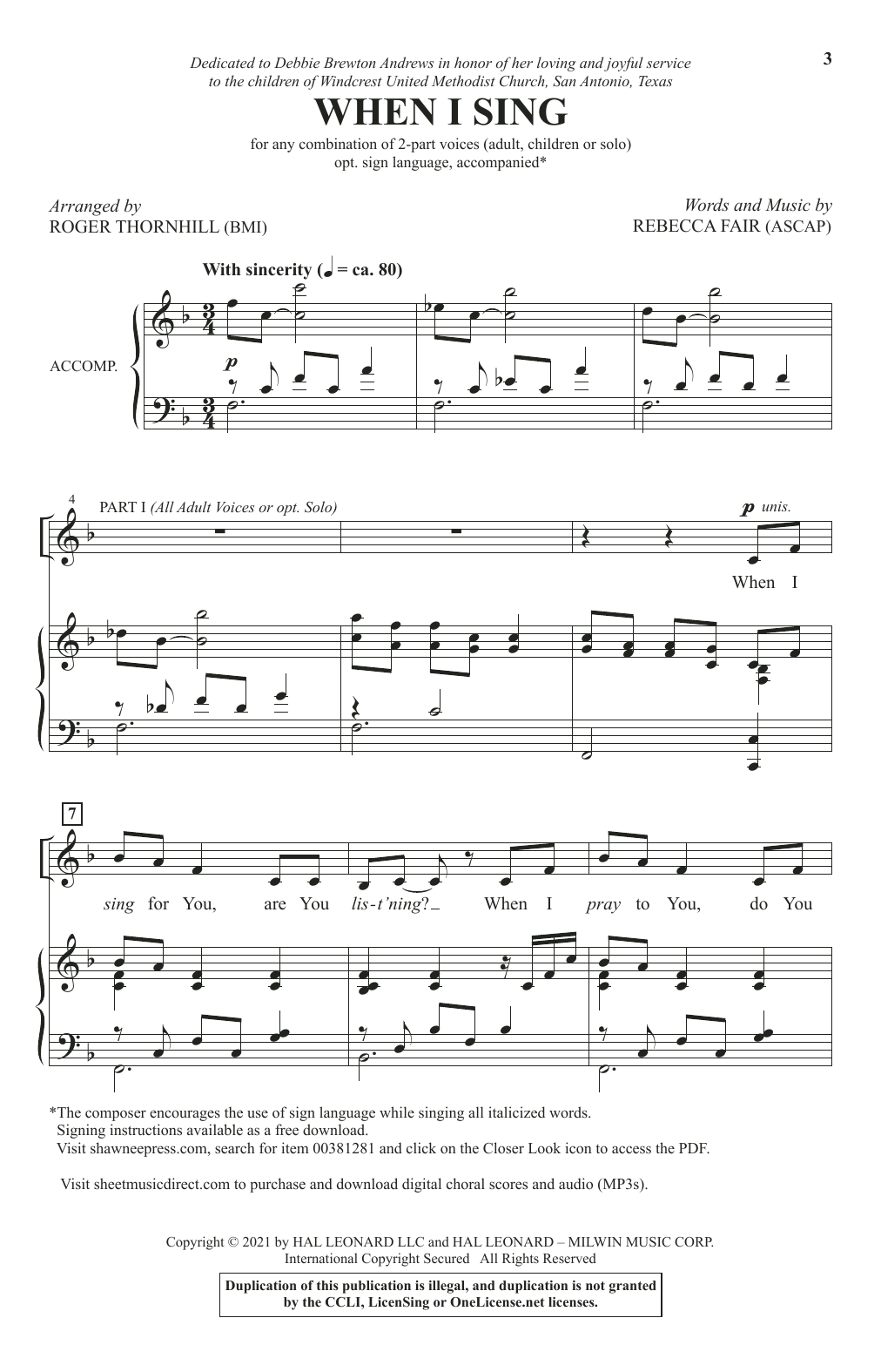 Product picture to: When I Sing (arr. Roger Thornhill)
