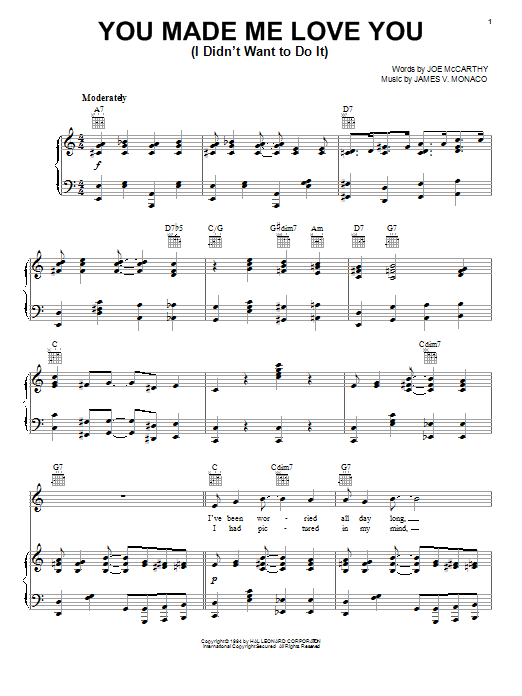 Product gallery: Page 1 of 1 You Made Me Love You (I Didn't Want To Do It), Joe McCarthy
