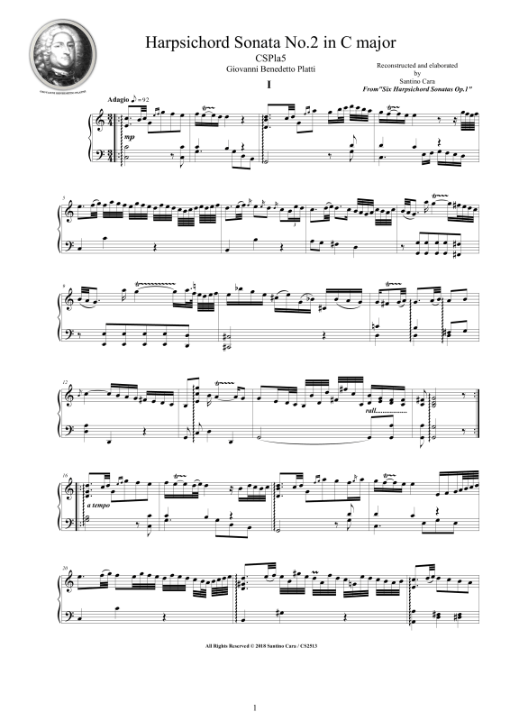 Produktbild zu: Cembalo Sonate Nr. 2 in C-Dur Op. 1Giovanni Benedetto Platti