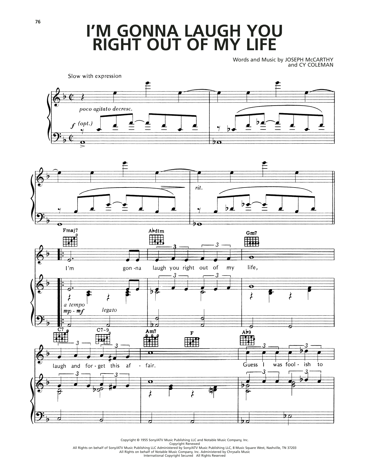 Produktgalerie: Seite 1 von 1 I'm Gonna Laugh You Right Out Of My Life, Cy Coleman, Gesang, Gitarre, Klavier