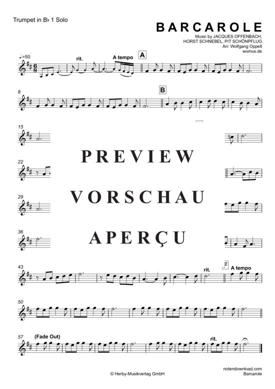 Produktgalerie: Seite 6 von 9 Barcarole , Simoni Edward, (1-2 Trompeten in B + Klavier/Orgel)