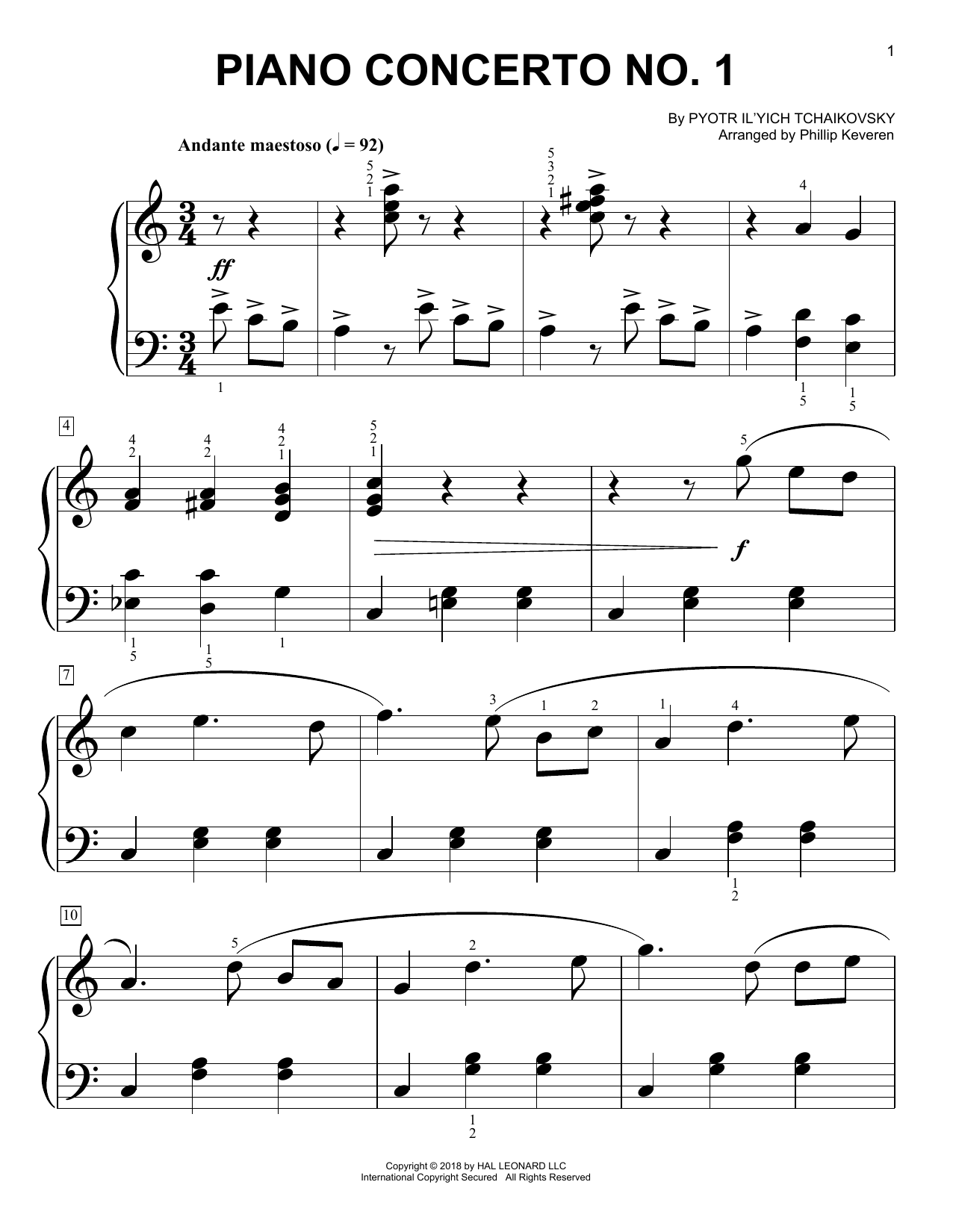 Produktbild zu: Piano Concerto No. 1 In B-Flat Major, Op. 23 (arr. Phillip Keveren)