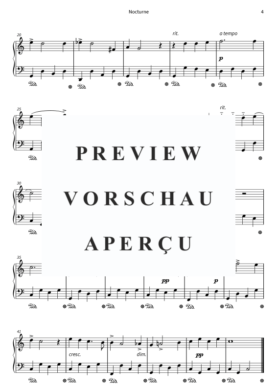 Produktgalerie: Seite 6 von 6 Nocturne - Nocturne in E-flat major, H 24 - simplified version in C major, , Klavier Solo